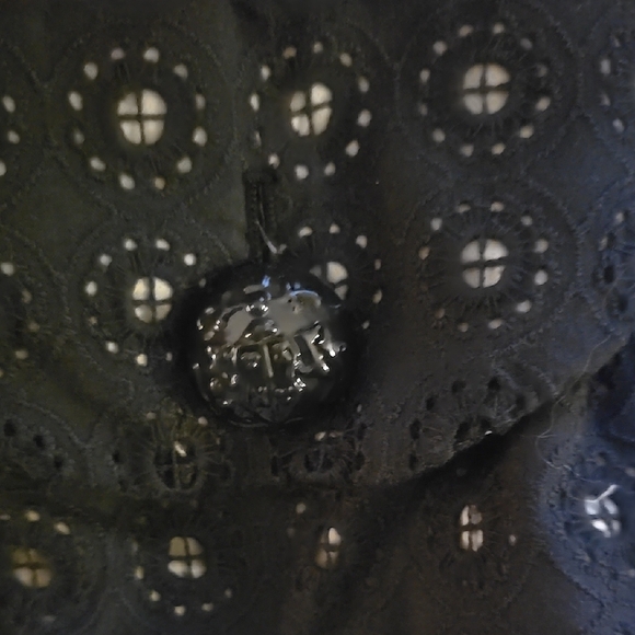 Elegant Black Eyelet Coat - Picture 8 of 11